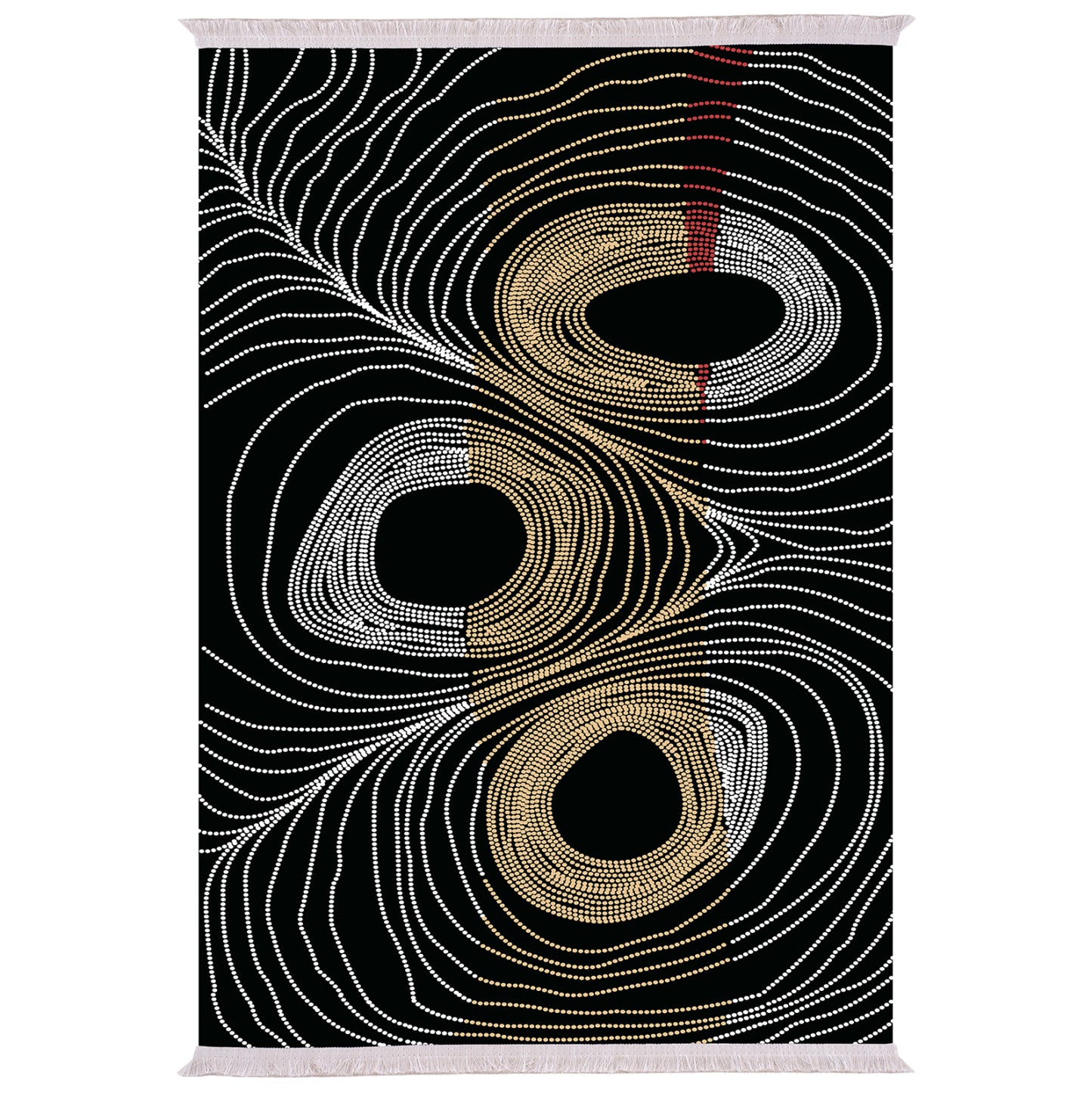 LIVING ROOM CARPET WITH FRINGES JOSIANE BLACK-GOLD-GREY 80X150cm. HM7676.27