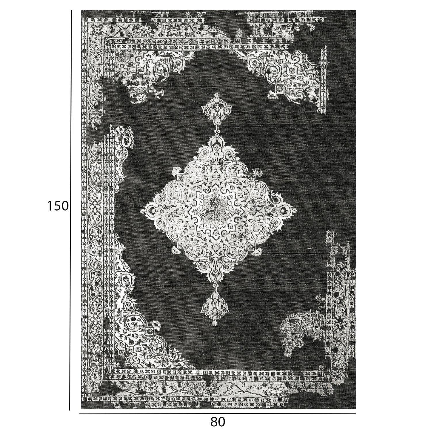 JOSIANE, HM7676.12 80X150cm, grey vintage carpet, fringes