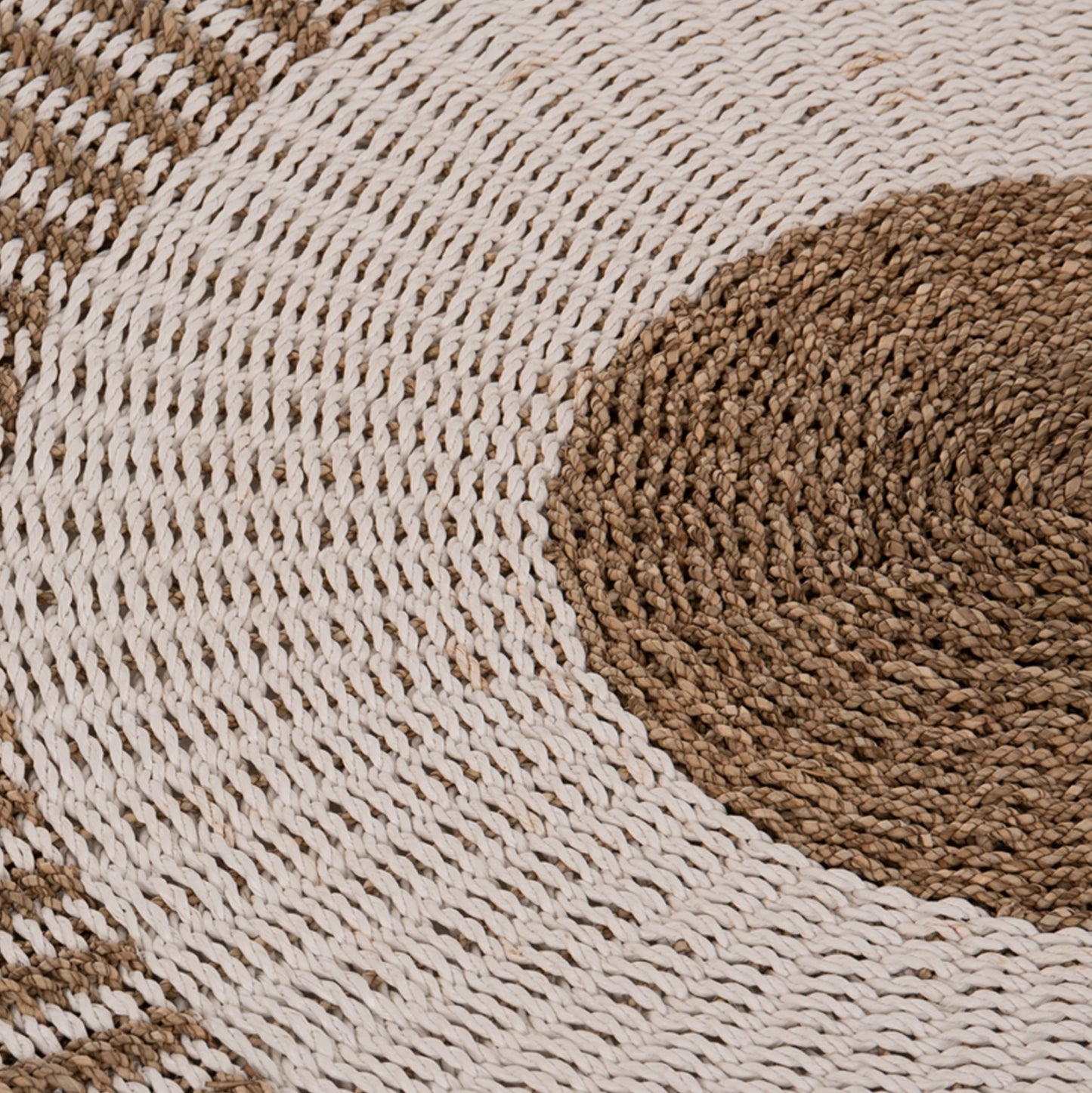 ROUND CARPET KIRKI HM7840 NATURAL SEAGRASS FIBERS IN WHITE-NATURAL COLOR Φ120cm.