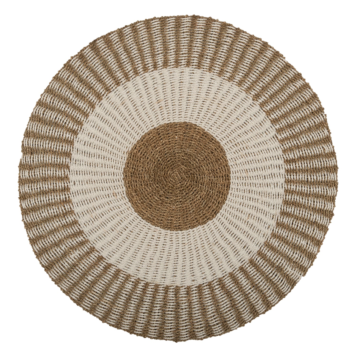 ROUND CARPET KIRKI HM7840 NATURAL SEAGRASS FIBERS IN WHITE-NATURAL COLOR Φ120cm.