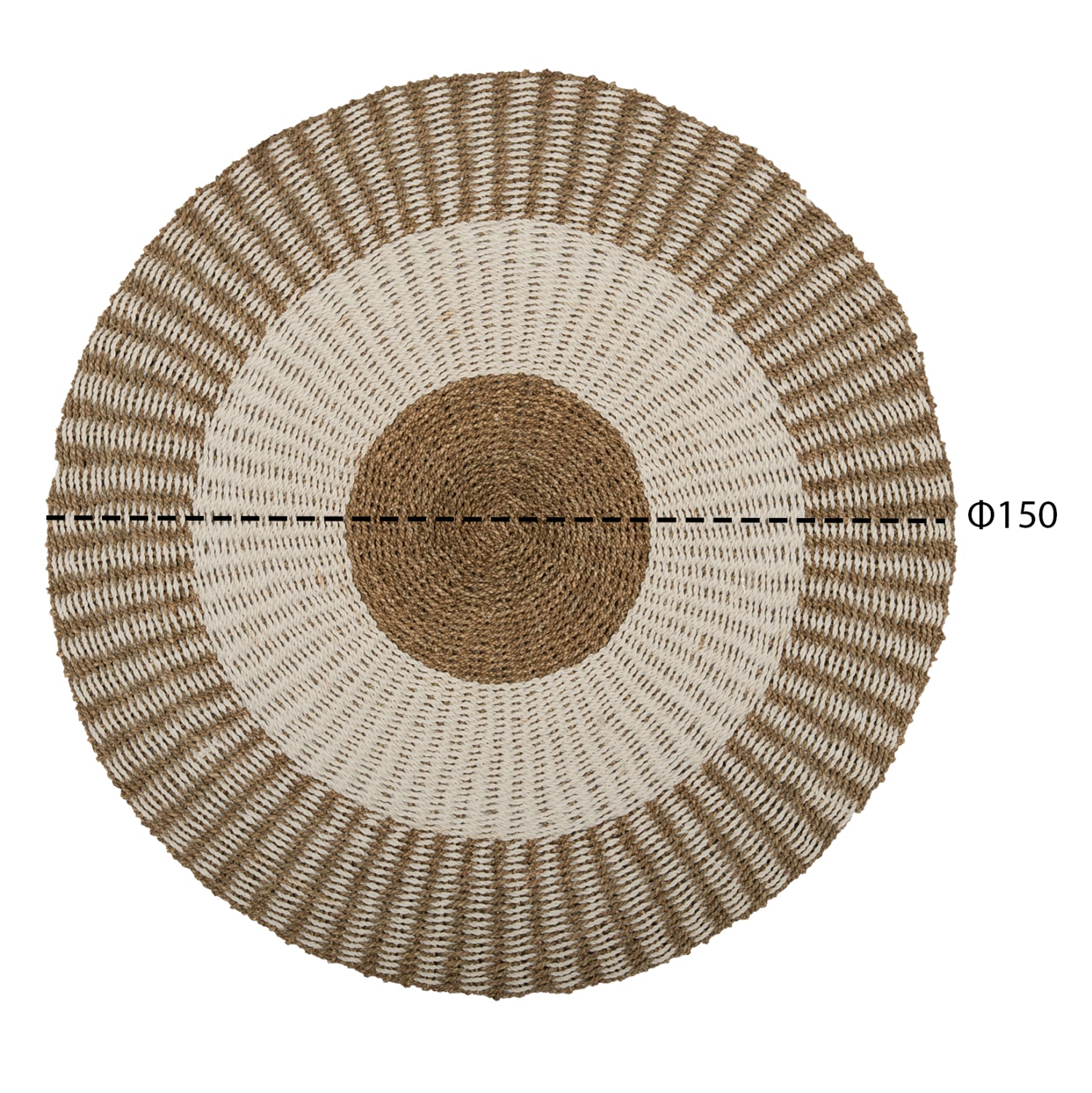 ROUND CARPET KIRKI HM7842 NATURAL SEAGRASS FIBERS IN WHITE-NATURAL COLOR Φ150cm.
