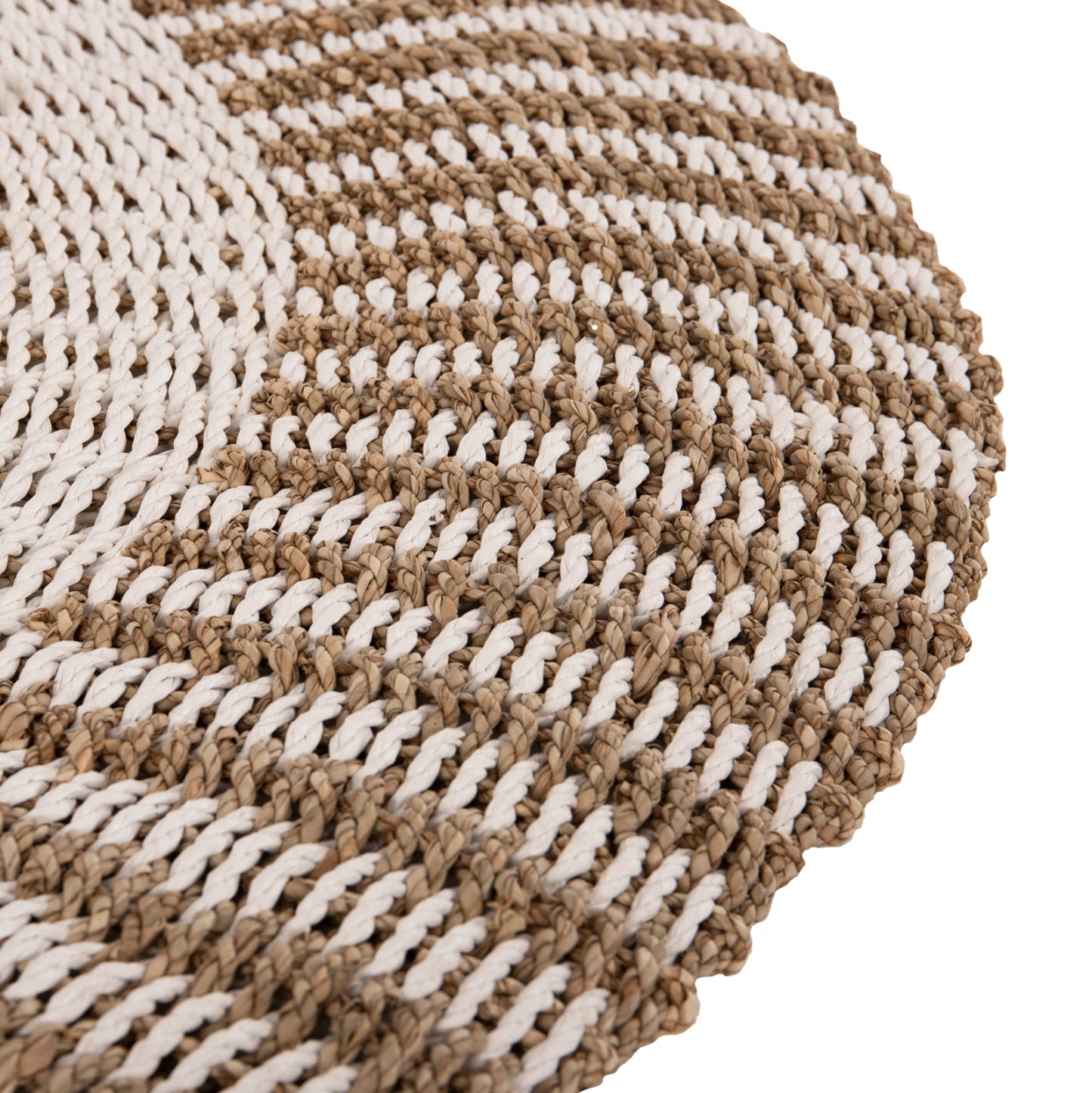 ROUND CARPET KIRKI HM7842 NATURAL SEAGRASS FIBERS IN WHITE-NATURAL COLOR Φ150cm.