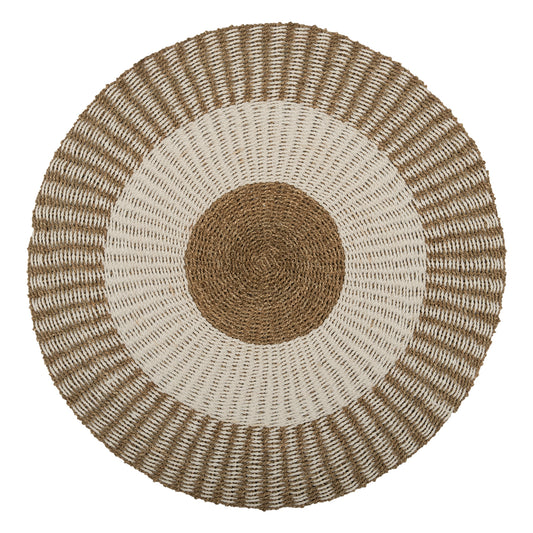 ROUND CARPET KIRKI HM7842 NATURAL SEAGRASS FIBERS IN WHITE-NATURAL COLOR Φ150cm.