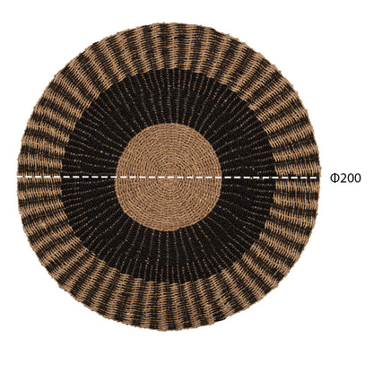 ROUND CARPET KIRKI HM7845 NATURAL SEAGRASS FIBERS IN BLACK-NATURAL COLOR Φ200cm.