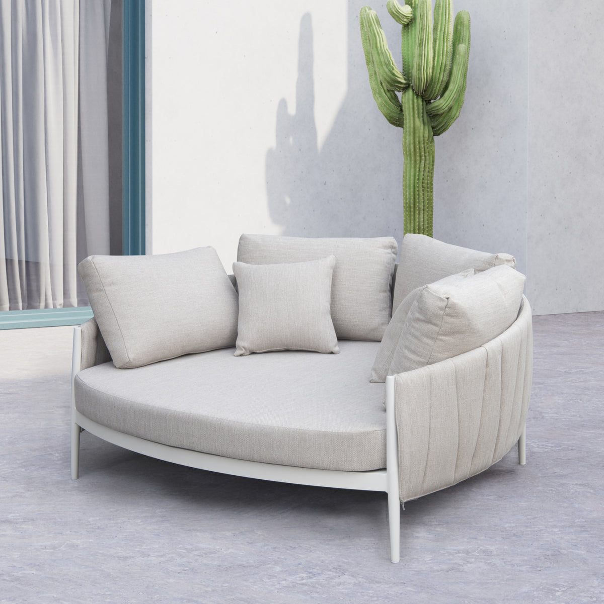 DAYBED 2ΘΕΣΙΟ MAVERICK HM6216.02 ΑΛΟΥΜΙΝΙΟ ΚΡΕΜ-ΜΠΕΖ OLEFIN & STRAPS 164x144x70Υ
