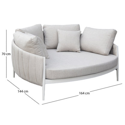 DAYBED 2ΘΕΣΙΟ MAVERICK HM6216.02 ΑΛΟΥΜΙΝΙΟ ΚΡΕΜ-ΜΠΕΖ OLEFIN & STRAPS 164x144x70Υ