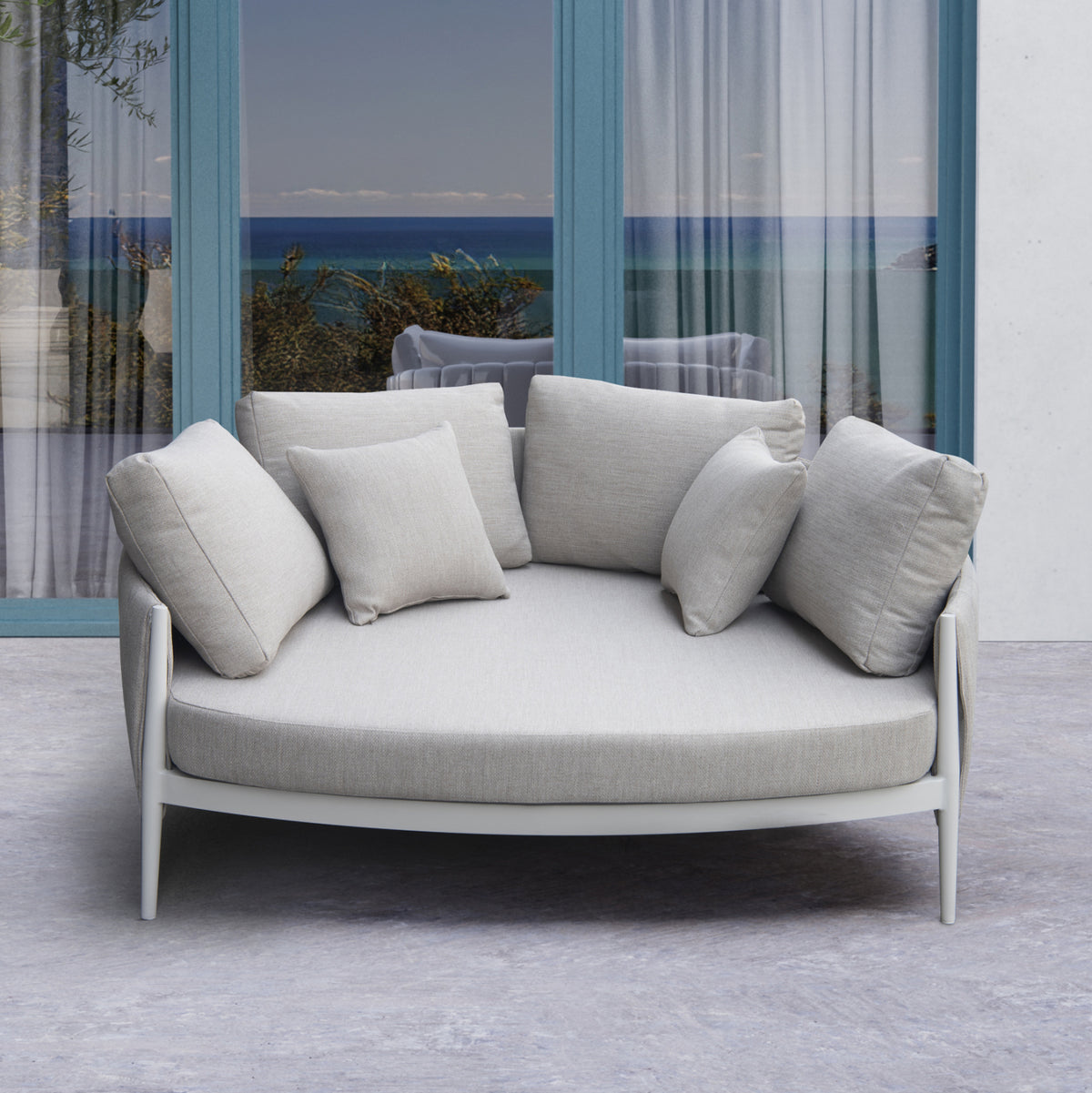 DAYBED 2ΘΕΣΙΟ MAVERICK HM6216.02 ΑΛΟΥΜΙΝΙΟ ΚΡΕΜ-ΜΠΕΖ OLEFIN & STRAPS 164x144x70Υ