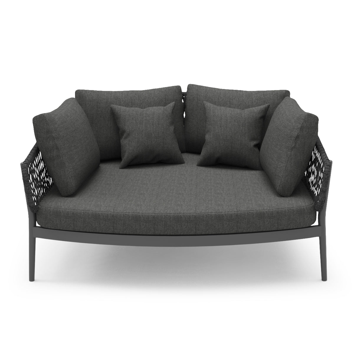 DAYBED 2ΘΕΣΙΟ ΣΕΙΡΑ CAMELLIA HM6217.01 ΣΚΟΥΡΟ ΓΚΡΙ ΑΛΟΥΜΙΝΙΟ-P.E.ΣΧΟΙΝΙ-OLEFIN 164x144x70Υεκ.