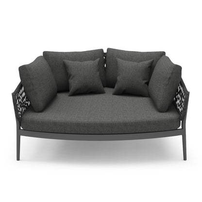 DAYBED 2ΘΕΣΙΟ ΣΕΙΡΑ CAMELLIA HM6217.01 ΣΚΟΥΡΟ ΓΚΡΙ ΑΛΟΥΜΙΝΙΟ-P.E.ΣΧΟΙΝΙ-OLEFIN 164x144x70Υεκ.