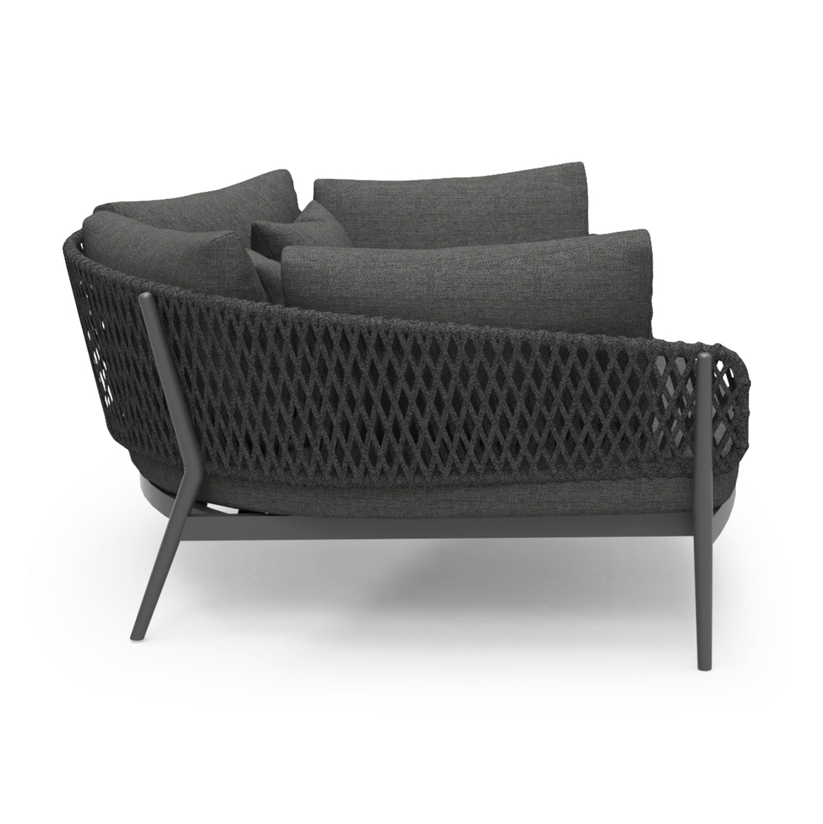 DAYBED 2ΘΕΣΙΟ ΣΕΙΡΑ CAMELLIA HM6217.01 ΣΚΟΥΡΟ ΓΚΡΙ ΑΛΟΥΜΙΝΙΟ-P.E.ΣΧΟΙΝΙ-OLEFIN 164x144x70Υεκ.