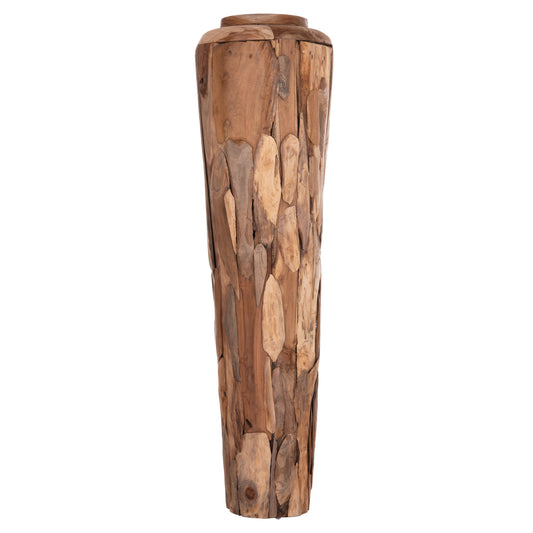 DECORATIVE FLOOR VASE ZEMLI HM18299 RECYCLED TEAK WOOD PIECES IN NATURAL COLOR Φ43x152Hcm.