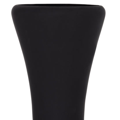 DECORATIVE FLOOR VASE NEBULA HM4660.01L FIBER CEMENT IN BLACK--TEAK WOOD Φ45x172Hcm.