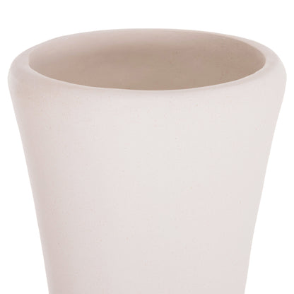 DECORATIVE FLOOR VASE NEBULA HM4660.02M FIBER CEMENT IN WHITE--TEAK WOOD Φ45x148Hcm.