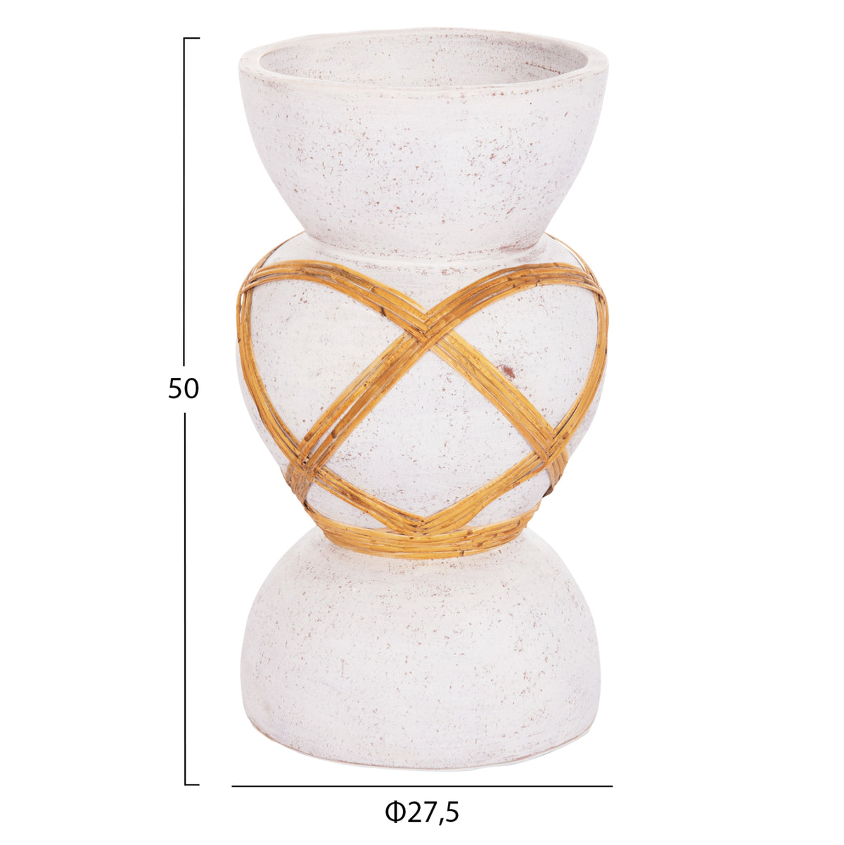 ΔΙΑΚΟΣΜΗΤΙΚΟ ΒΑΖΟ ΔΑΠΕΔΟΥ MAYNARD HM4672.02S TERRACOTTA ΛΕΥΚΟ--RATTAN Φ27.5x50Υεκ