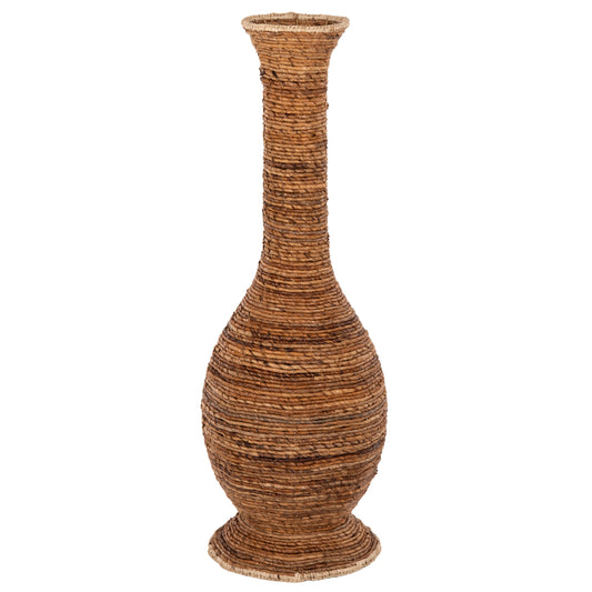 DECORATIVE FLOOR VASE HM7865 BANANA FIBER RUSH-MAT IN BROWN COLOR Φ35x104Hcm.