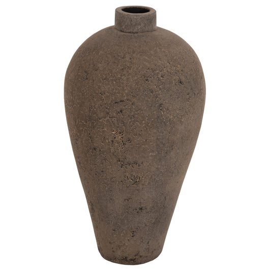 DECORATIVE FLOOR VASE ZATI ΗΜ7930 TERRACOTTA IN GREY COLORING Φ40x80Hcm.