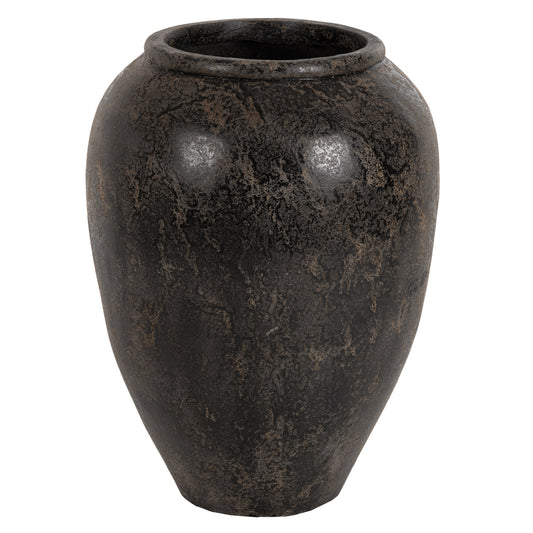 DECORATIVE FLOOR VASE SPARTA HM7934 TERRACOTA IN BLACK COLORING Φ66x85Hcm.