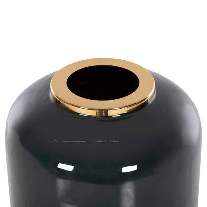 DECORATIVE FLOOR VASE RAKSASA HM4231.05 METAL IN ANTHRACITE BLUE-SILVER Φ30x80Hcm.