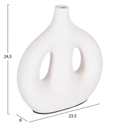 DECORATIVE VASE SERIES CLAYVON HM4413 TERRACOTTA IN WHITE COLOR 23.5x8x24.5Hcm.