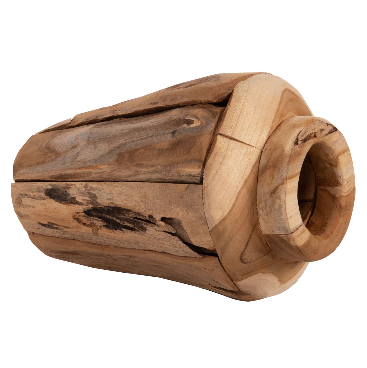 DECORATIVE VASE HM7917 RECYCLED PIECES OF TEAK WOOD IN NATURAL COLOR Φ15x30Hcm.