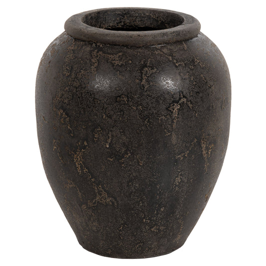 DECORATIVE FLOOR VASE SPARTA HM7928 TERRACOTA IN BLACK COLORING Φ44x49Hcm.