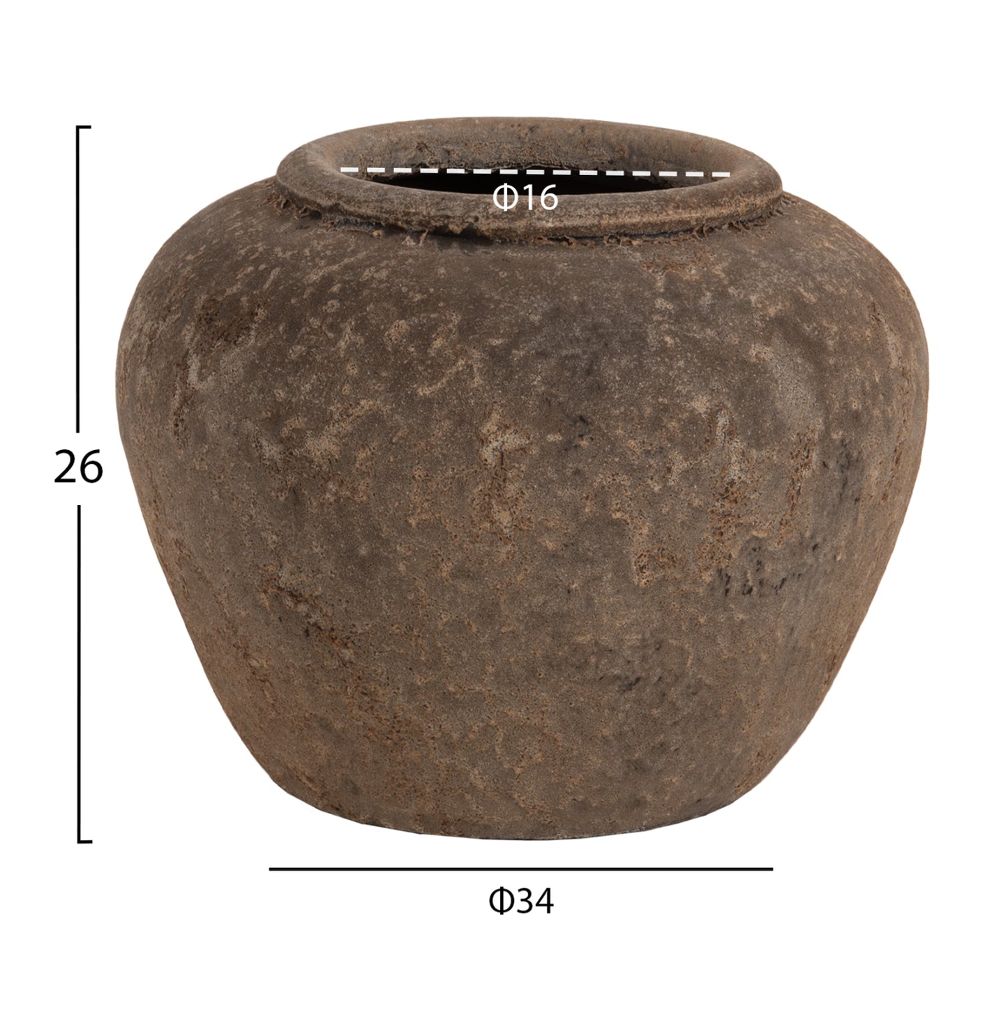 DECORATIVE VASE ZATI HM7931 TERRACOTTA IN GREY COLORING Φ34x26Hcm.