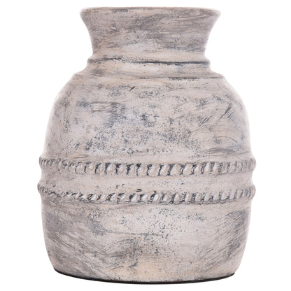DECORATIVE TABLE VASE VERMO HM4393 TERRACOTTA IN LIGHT GREY Φ21x25Hcm.