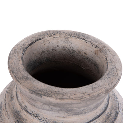 DECORATIVE TABLE VASE VERMO HM4393 TERRACOTTA IN LIGHT GREY Φ21x25Hcm.