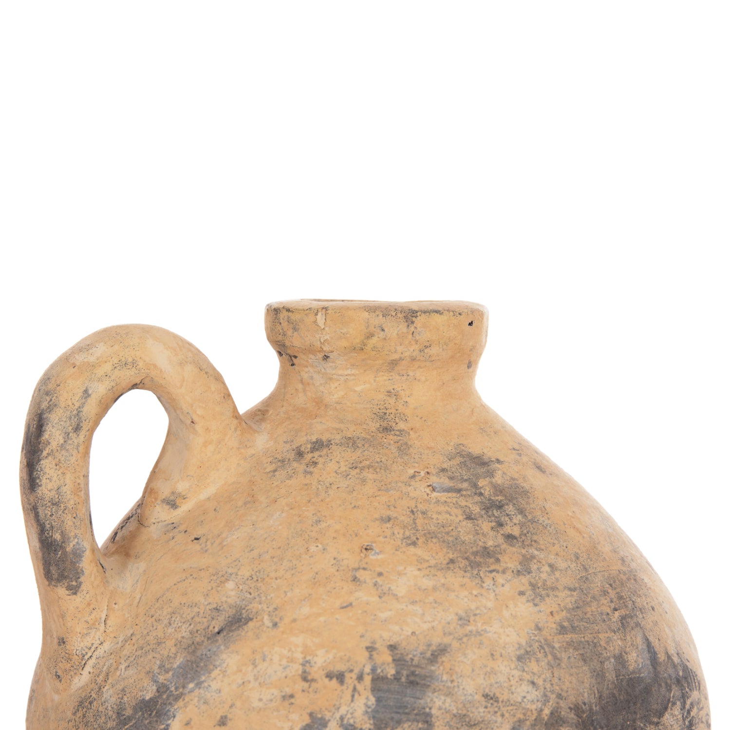 DECORATIVE TABLE VASE VERMO HM4394 TERRACOTTA IN BRUSHED BEIGE Φ22x17Hcm.