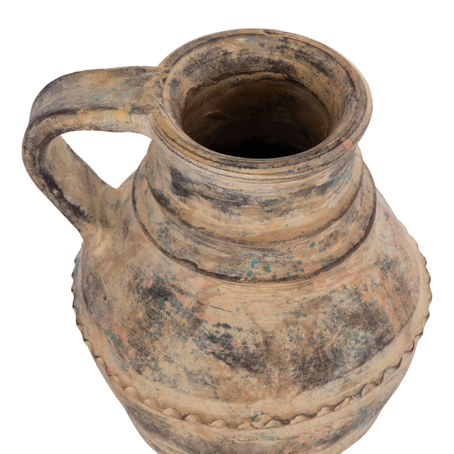 DECORATIVE TABLE VASE VERMO HM4397 TERRACOTTA IN CREAM BEIGE Φ20x20.5Hcm.