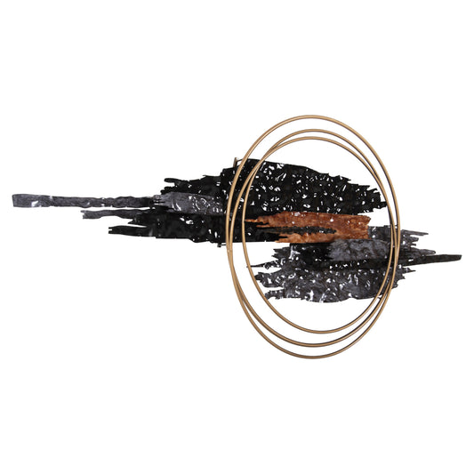 WALL DECOR HM4196 METAL IN BLACK-ANTHRACITE-GOLD 144x63,5Hcm.