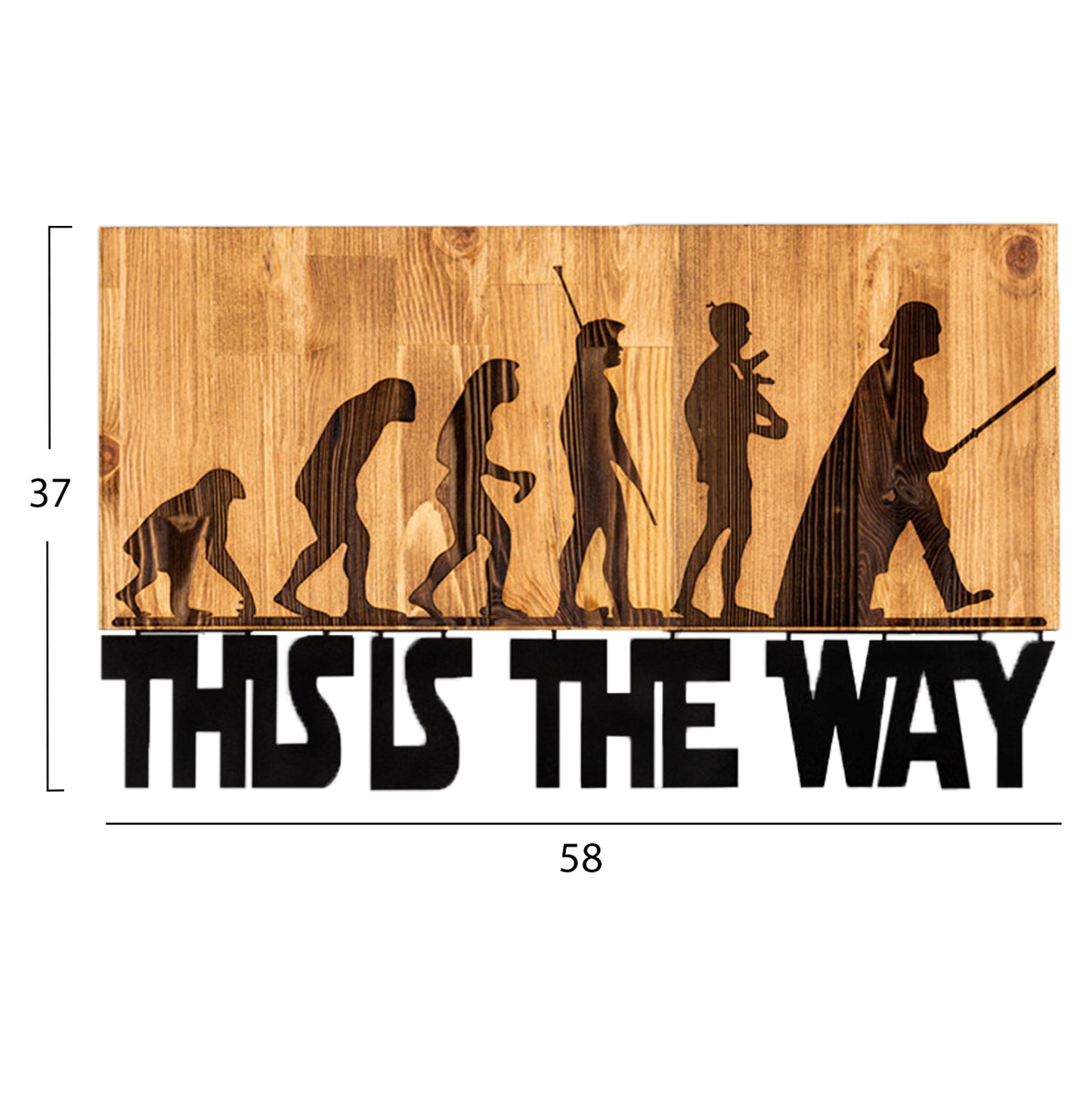 WALL DECORATION HM4809-METAL IN BLACK-WOOD 58x3(thickness)x37Hcm.