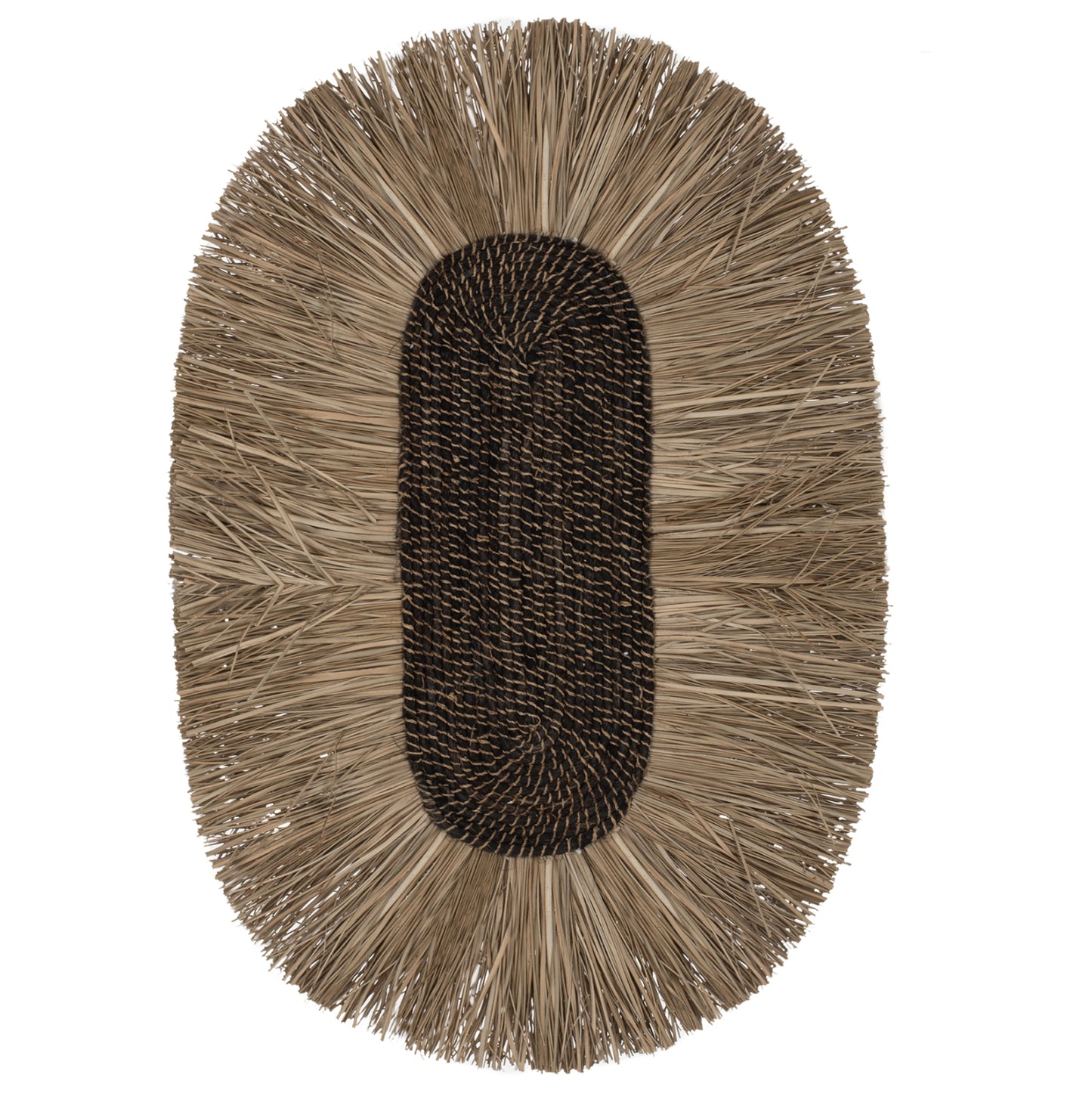 WALL DECOR OVAL MADE OF GRASS AND ABACA FIBERS IN NATURAL-BLACK COLOR 50x5x75Hcm.HM7794