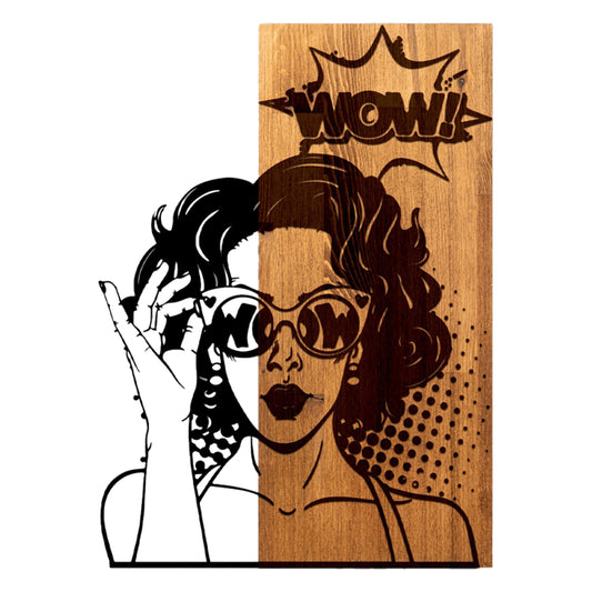 WALL DECORATION WOMAN FIGURE HM4758-METAL IN BLACK-WOOD 42x3(thickness)x58Hcm.
