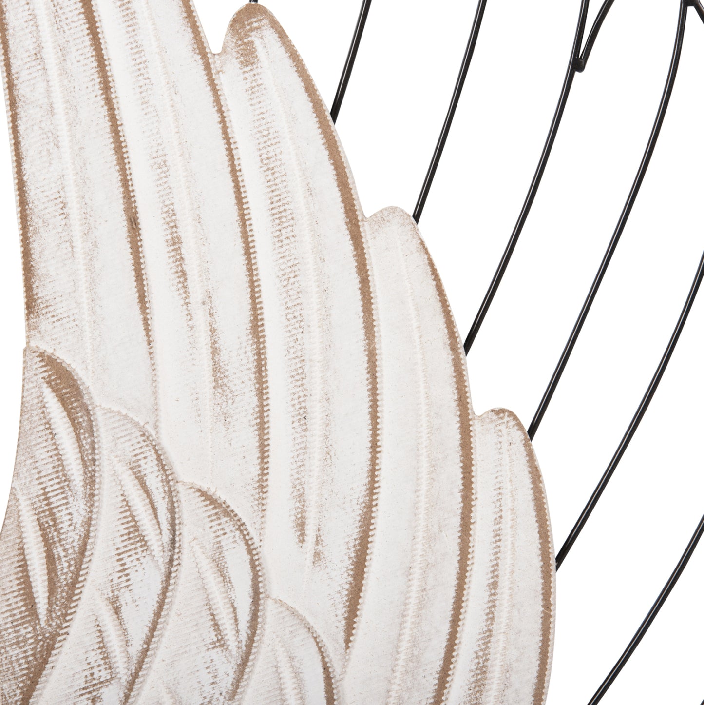 WALL DECORATION WINGS HM4223 MDF IN WHITE-BLACK METAL 39x1,5x92Hcm.