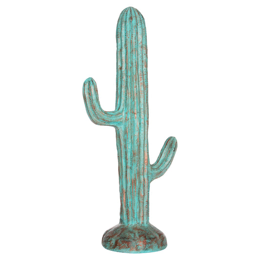 DECORATIVE FLOOR STANDING CACTUS HM4386.03L PLASTER IN TURQUOISE 63x37x150Hcm.