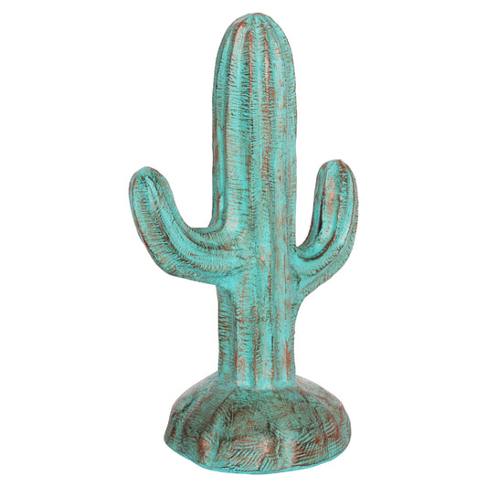 DECORATIVE FLOOR STANDING CACTUS HM4386.03S PLASTER IN TURQUOISE 42x30x74Hcm.