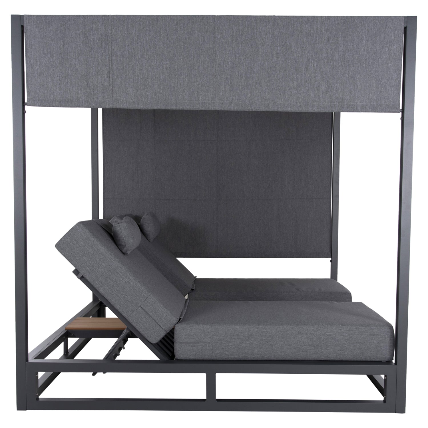 DOUBLE LOUNGE SUNBEDS IN A CUBE WITH SUNSHADES GALLANT HM6097.01 ALUMINUM IN GREY 2x2x2m