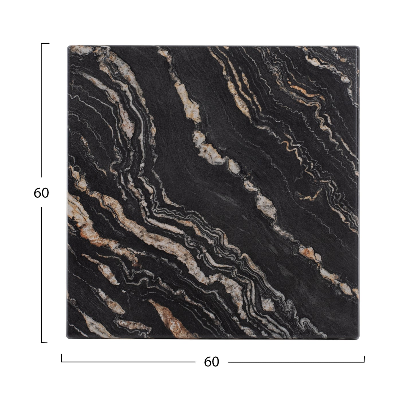 TABLETOP 5787 SQUARE WERZALIT 60X60cm BLACK GOLD MARBLE HM5229.15