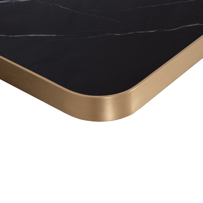 ΕΠΙΦΑΝΕΙΑ ΤΡΑΠΕΖΙΟΥ SINTERED STONE ΤΕΤΡΑΓΩΝΗ HM6655.13 ΠΛΑΙΣΙΟ ALU ΧΡΥΣΟ 80x80εκ.