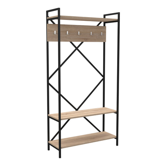 ENTRANCE FURNITURE NAVIS HM18188 MELAMINE IN SONAMA-BLACK METAL FRAME 90x34x180Hcm.