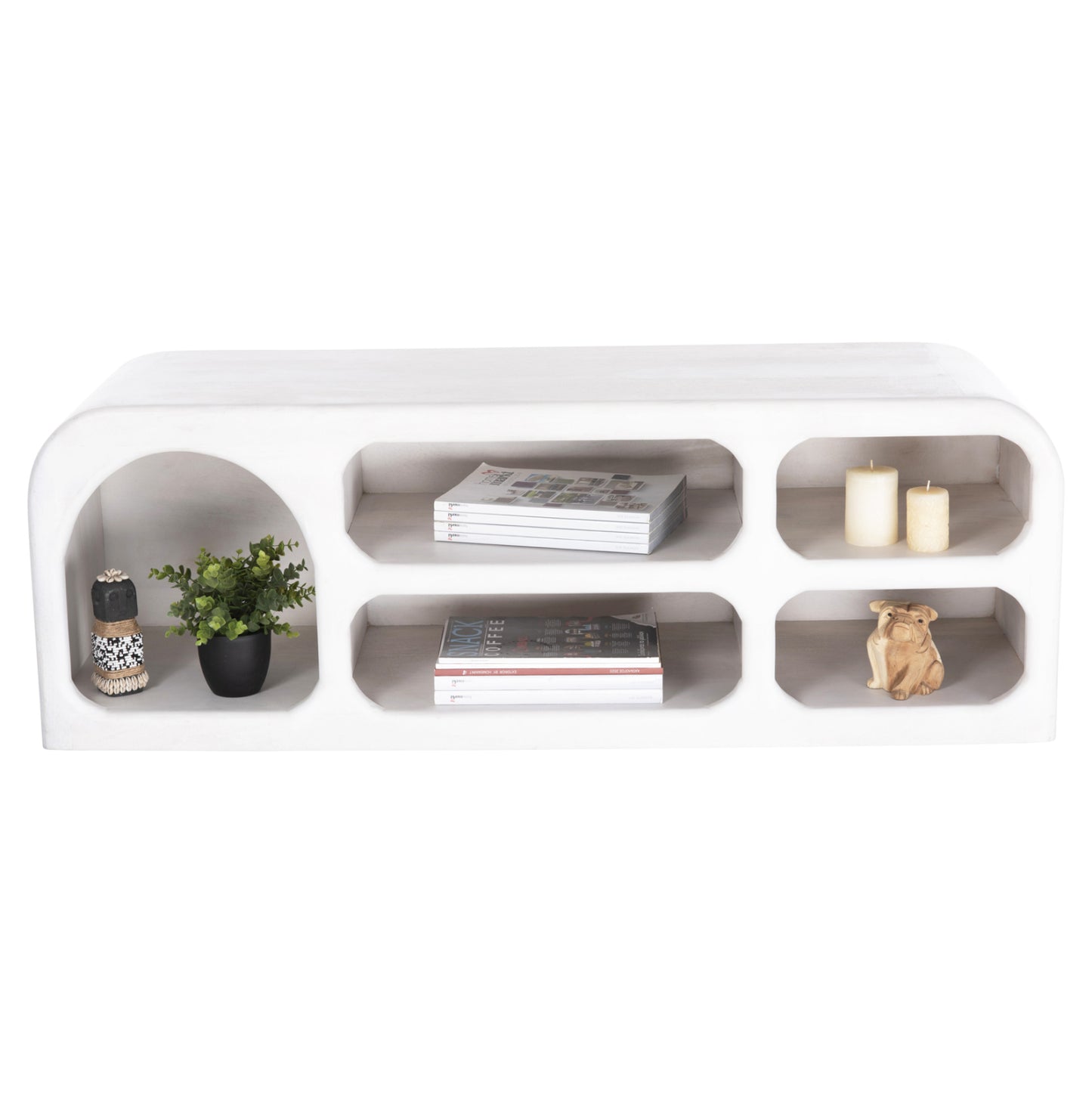 TV CABINET HANDYR HM9704 SOLID MANGO WOOD IN WHITE COLOR 130x40x45Hcm.