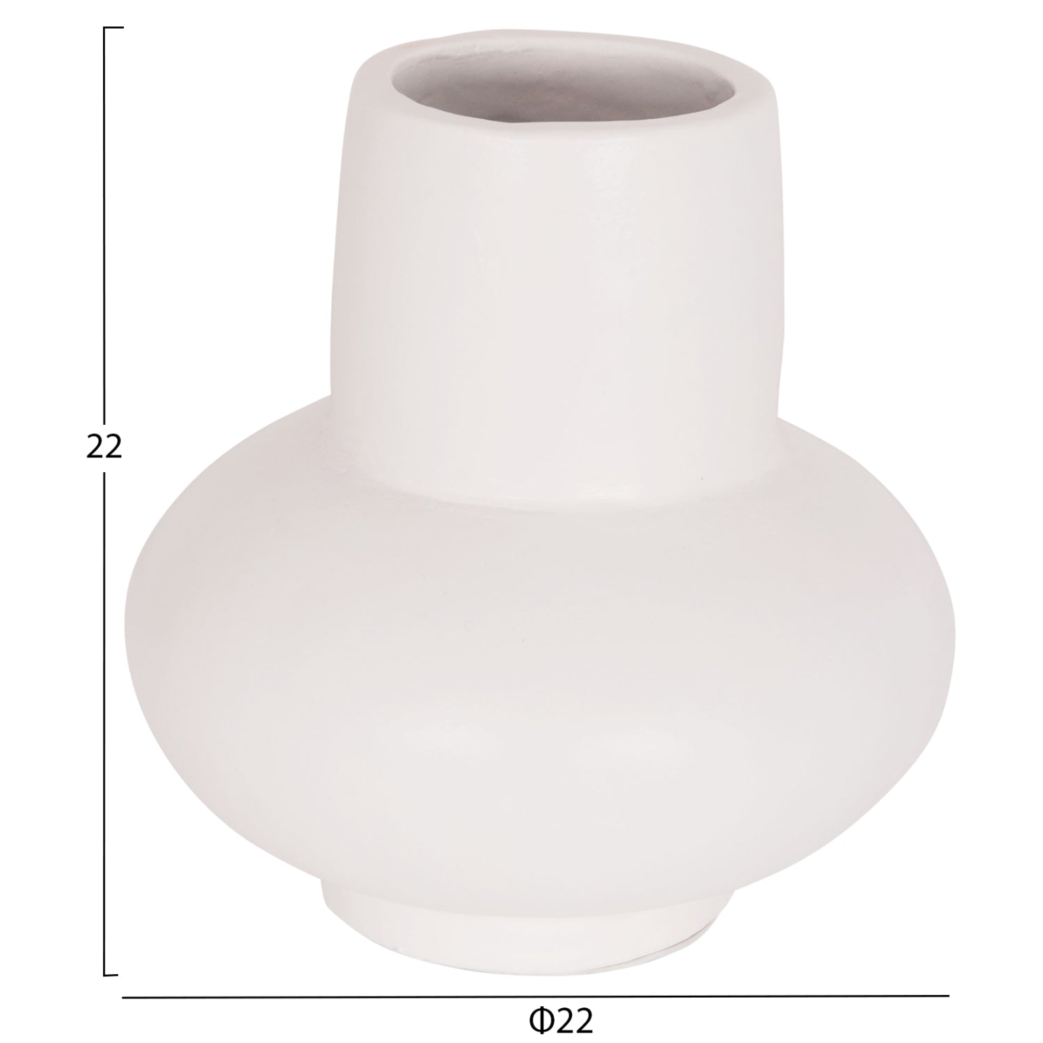 TABLE DECORATIVE VASE LEMA HM4664.02S TERRACOTA IN WHITE--Φ22x22Hcm.