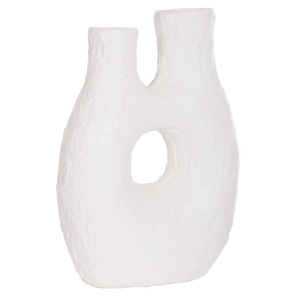 DECORATIVE TABLE VASE NAMENTIS HM4665.02L TERRACOTA IN WHITE COLOR--27x13.5x37Hcm.