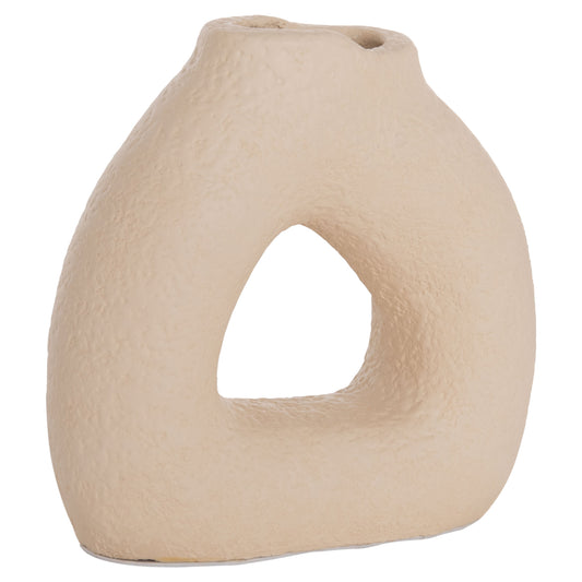 TABLE DECORATIVE VASE DECANT HM4667.02S TERRACOTA IN CREAM WHITE--17.5x6.5x17Hcm.