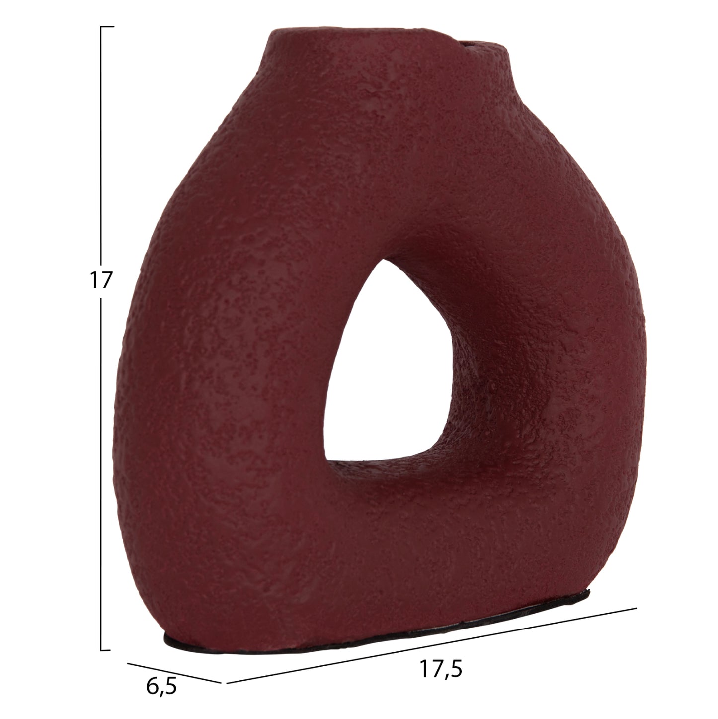 TABLE DECORATIVE VASE DECANT HM4667.06S TERRACOTA IN MAROON RED--17.5x6.5x17Hcm.