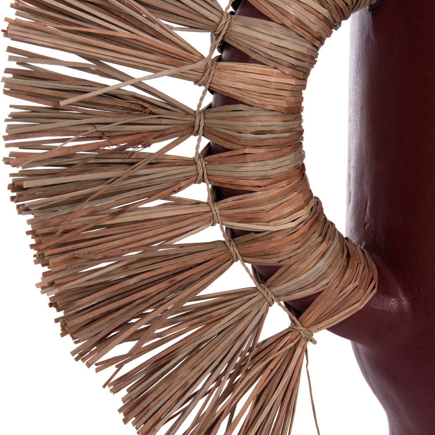 DECORATIVE TABLE VASE ALICA HM4668.06S TERRACOTA IN MAROON COLOR & GRASS--55x19x34Hcm.