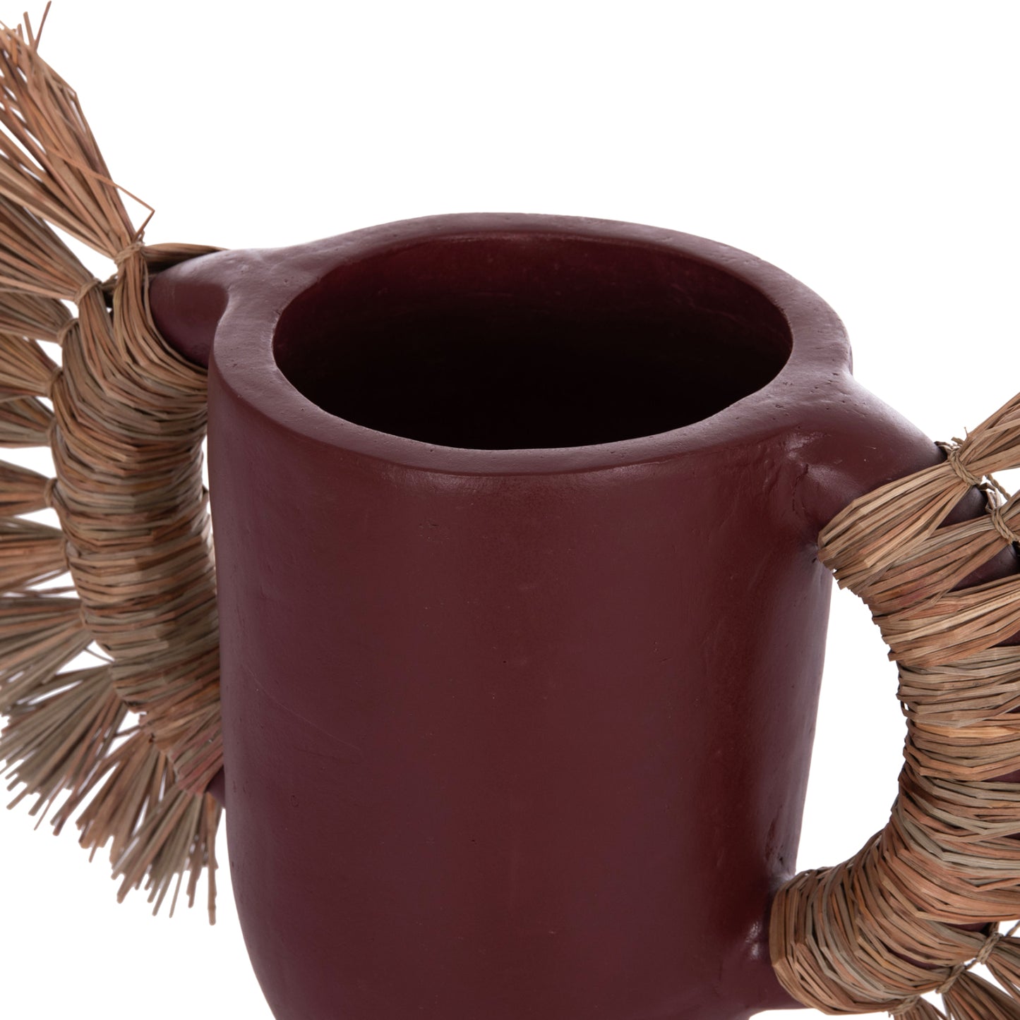 DECORATIVE TABLE VASE ALICA HM4668.06S TERRACOTA IN MAROON COLOR & GRASS--55x19x34Hcm.