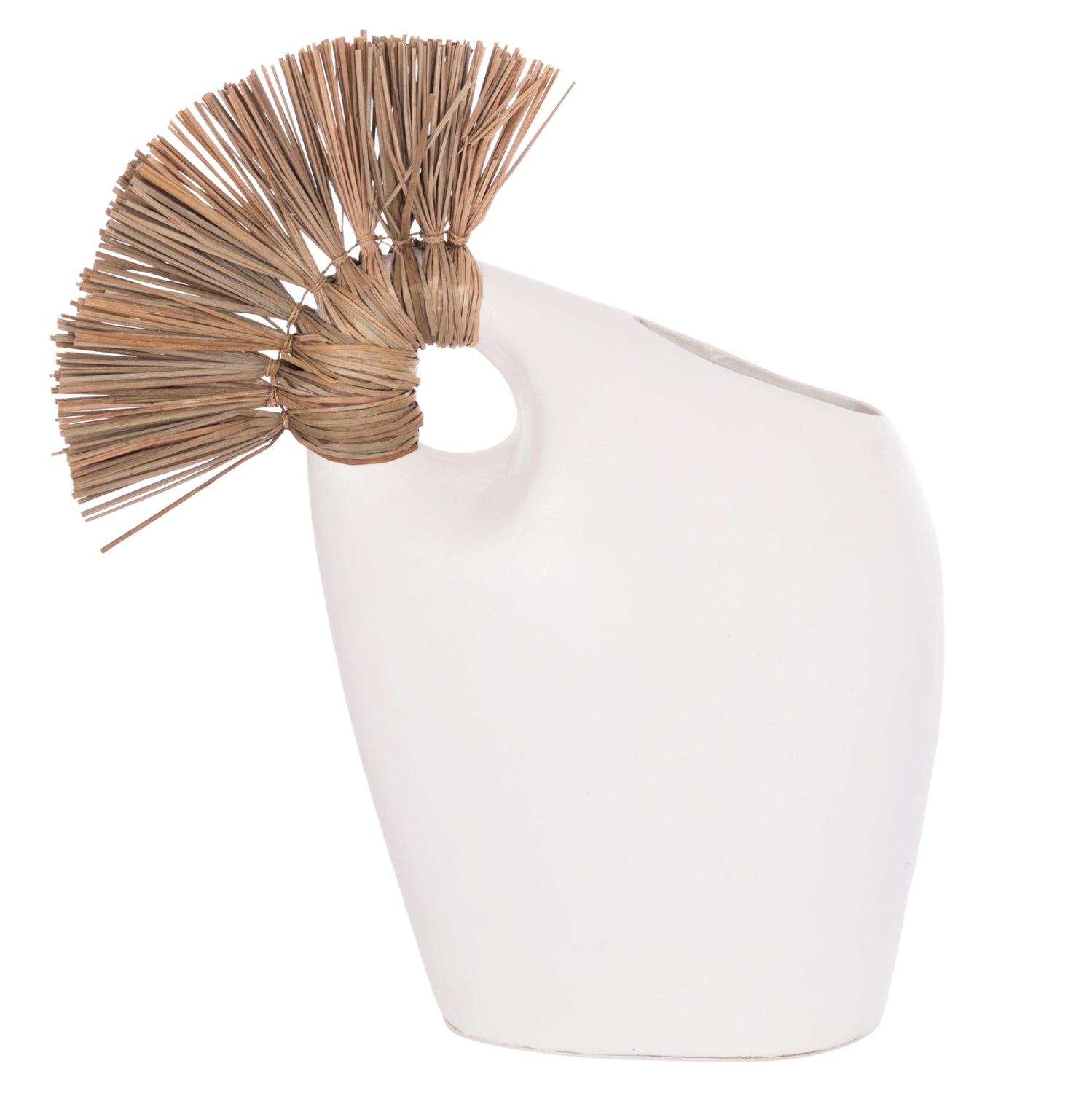 TABLE DECORATIVE VASE ALICA2 HM4671.02 TERRACOTA IN BLACK & GRASS--44x18x50Hcm.