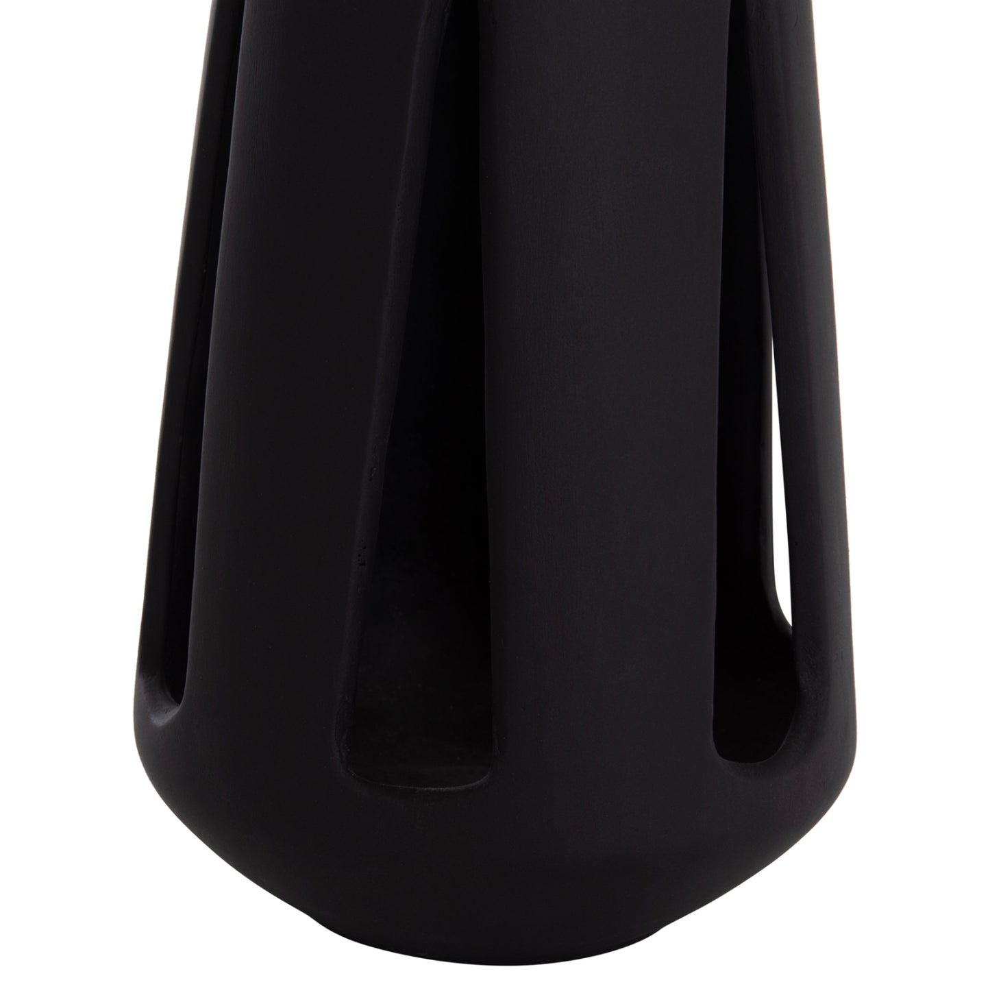 DECORATIVE TABLE LANTERN ERANTYL HM4696.01L BLACK FIBER CEMENT & RATTAN HANDLE Φ17x27Hcm